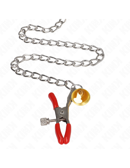 KINK - BELL TRIPLE NIPPLE AND CLIT CLAMPS RED WITH CHAIN 30 CM
