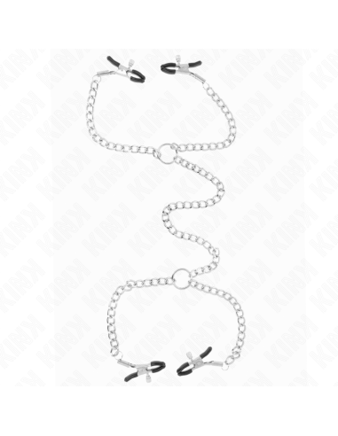 KINK - 4 grandininiai spenelių laikikliai 32 CM su mažomis grandinėlėmis 14 CM