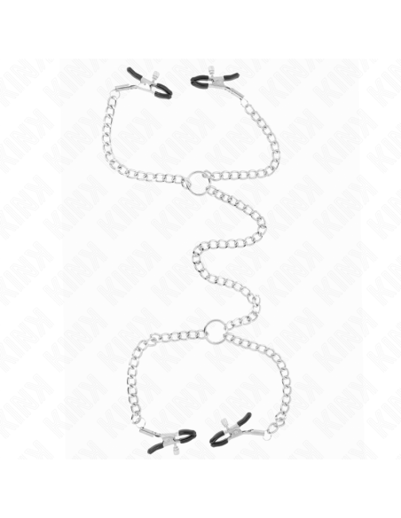 KINK - 4 grandininiai spenelių laikikliai 32 CM su mažomis grandinėlėmis 14 CM