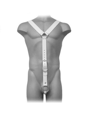 LEATHER BODY - vyriški diržai balti