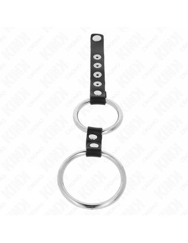 KINK - DOUBLE METAL PENIS RING 3.8 CM TO 5 CM CONNECTED WITH LEATHER