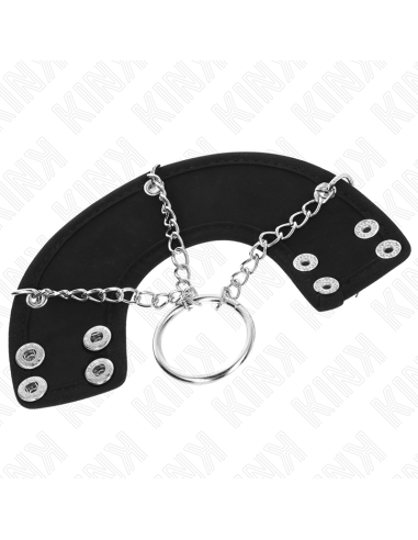 KINK - PENIS RING 4 CM CHAIN 7 CM METAL WITH LEATHER BELT