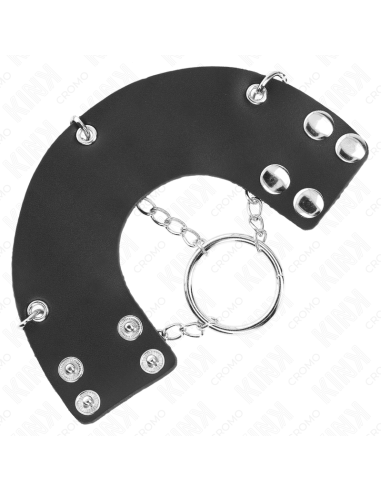 KINK - PENIS RING 4 CM CHAIN 7 CM METAL WITH LEATHER BELT