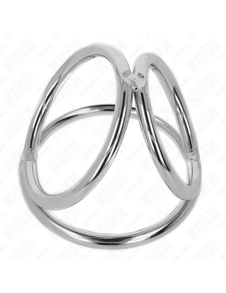 KINK - trigubo chromo metalinis penio žiedas 3,2–4,5 cm