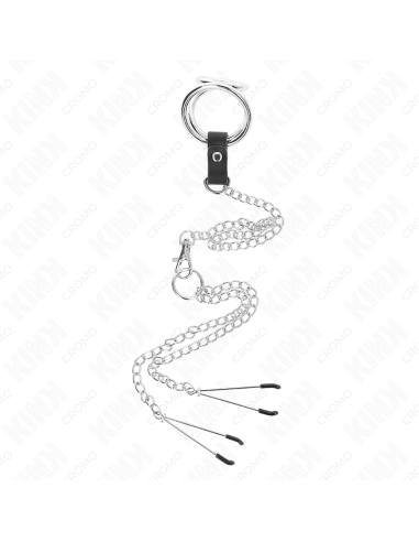 KINK - TRIGUBAS CHROMETAS METALINIS PENIO ŽIEDAS 3 CM IKI 4,5 CM SU 26 CM METALINE GRANDINE IR SPENELIŲ LAIKIKLIAIS