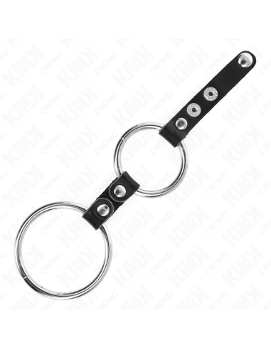KINK - DOUBLE PENIS RING 3.8 CM TO 5 CM CONNECTED BY LEATHER