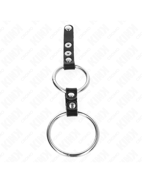 KINK - DOUBLE PENIS RING 3.8 CM TO 5 CM CONNECTED BY LEATHER
