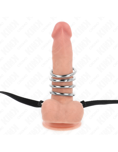KINK - 5 METALINIAI PENIO ŽIEDAI, 3,8–5 CM, SU ODININIS DIRŽAS, 112 CM