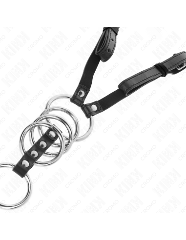 KINK - 5 METALINIAI PENIO ŽIEDAI, 3,8–5 CM, SU ODININIS DIRŽAS, 112 CM