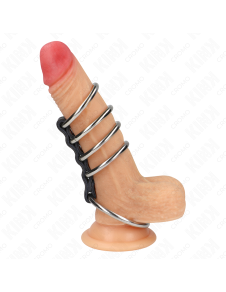 KINK - 5 METALINIAI PENIO ŽIEDAI NUO 3,7 CM IKI 5 CM, SUJUNGTI ODA