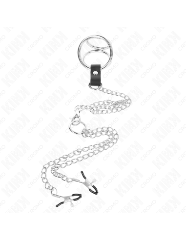 KINK - TRIGUBAS CHROME METALINIS PENIO ŽIEDAS 3,8 CM IKI 5 CM SU 26 CM METALINE GRANDINE IR SPENELIŲ LAIKIKLIAIS, 1 MODELIS