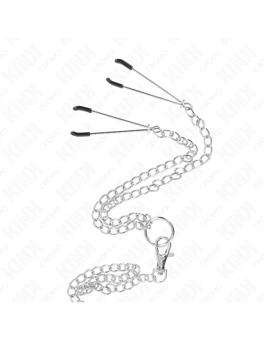 KINK - TRIGUBAS CHROME METALINIS PENIO ŽIEDAS 3,8 CM IKI 5 CM SU 26 CM METALINE GRANDINE IR SPENELIŲ LAIKIKLIAIS, 2 MODELIS