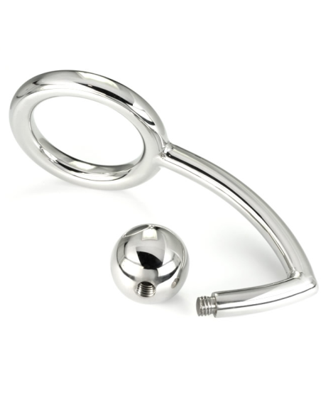 METAL HARD - COCK RING RING WITH ANAL INTRUDER HOOK 45MM