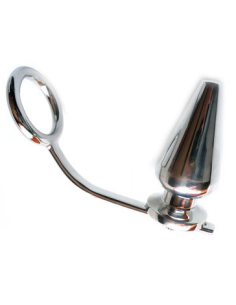 METAL HARD - STEEL RING WITH ANAL PLUG 45 X 50MM 2