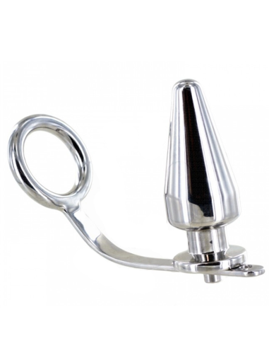 METAL HARD - STEEL RING WITH ANAL PLUG 80 X 55 MM