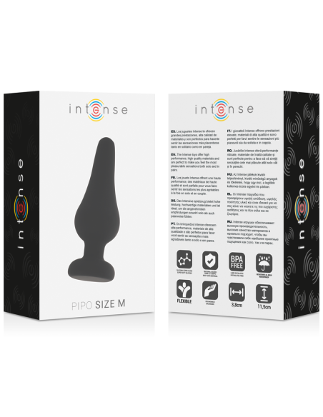 INTENSE - ANAL PLUG PIPO M BLACK SILICONE 11 CM
