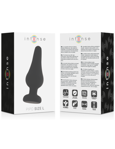 INTENSE - Analinis kaištis PIPO L juodo silikono 13 cm
