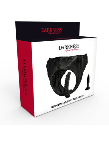 DARKNESS - PANTIES WITH PLUG AND INTERCHANGEABLE DILDO