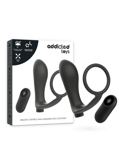 ADDICTED TOYS - PENIO ŽIEDAS SU NUOTOLINIO VALDYMO VALDYMU, JUODAS, ĮKRAUNAMAS