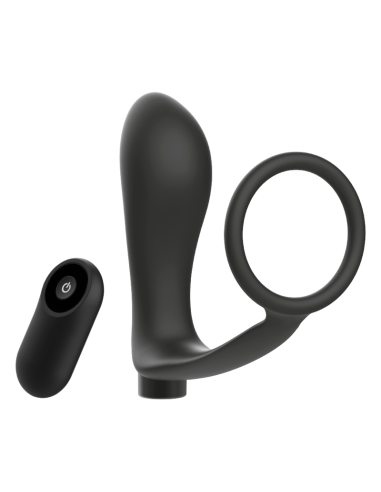 ADDICTED TOYS - PENIS RING WITH REMOTE CONTROL ANAL PLUG BLACK RECHARGEABLE