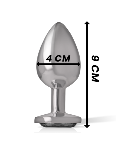 INTENSE - ALUMINUM METAL ANAL PLUG WITH BLACK GLASS SIZE L