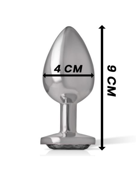 INTENSE - ALUMINUM METAL ANAL PLUG WITH BLACK GLASS SIZE L