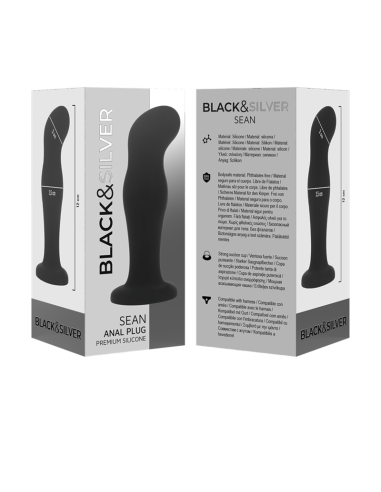 BLACKandSILVER - SEAN analinis kamštis, aukščiausios kokybės silikoninis, juodas
