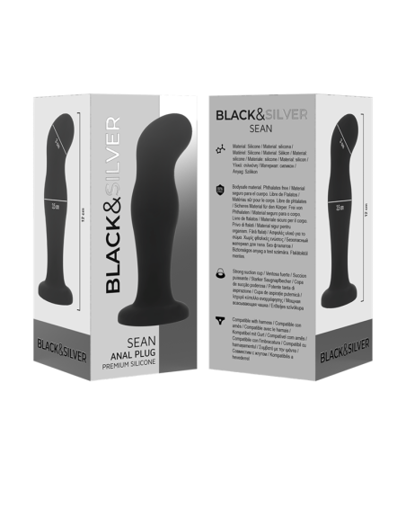 BLACKandSILVER - SEAN analinis kamštis, aukščiausios kokybės silikoninis, juodas
