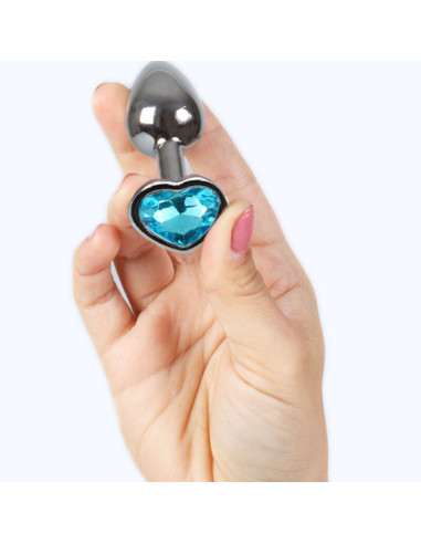 SECRETPLAY - METALINIS UŽPAKALO KAIŠTIS MĖLYNOS ŠIRDELĖS FORMOS, MAŽAS, 7 CM
