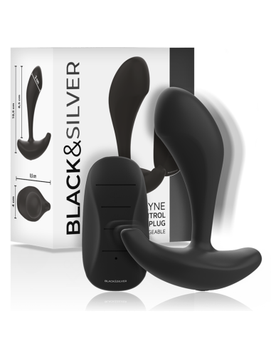 BLACKandSILVER - DWAYNE analinis kaištis su silikoniniu nuotolinio valdymo pultu
