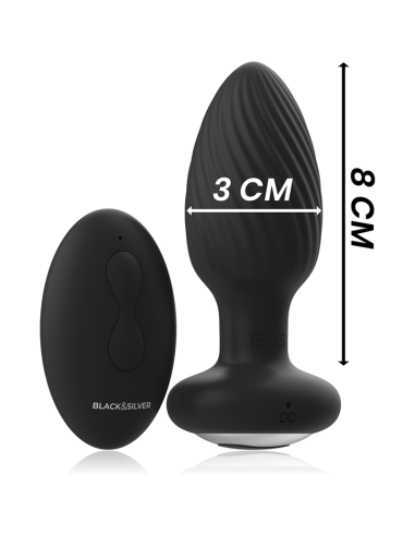 BLACKandSILVER - WELLS PLUG SILICONE ANAL ROTATOR REMOTE CONTROL