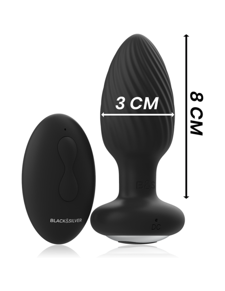 BLACKandSILVER - WELLS PLUG SILICONE ANAL ROTATOR REMOTE CONTROL