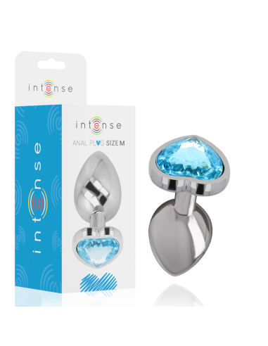 INTENSE - ALIUMINIO METALINIS ANALINIS KAIŠTIS, MĖLYNOS ŠIRDIES FORMOS, M DYDIS