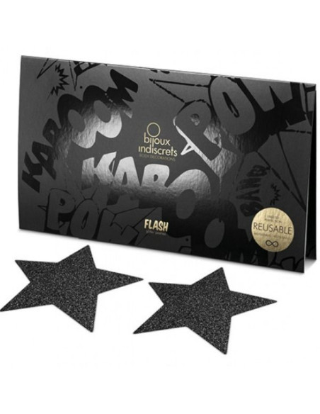 BIJOUX - INDISCRETS FLASH BLACK STAR NIPPLE CAPPS