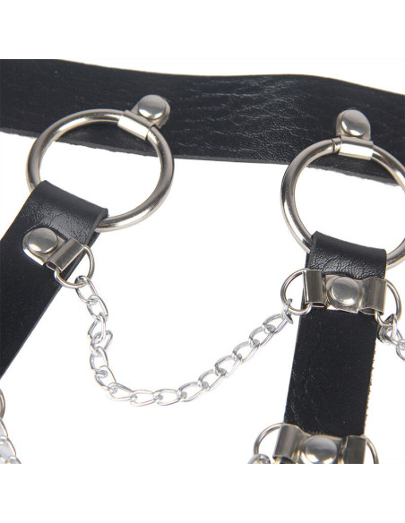 SUBBLIME - CHEST HARNESS LEATHER CHAINS BLACK ONE SIZE