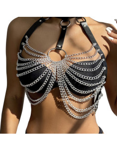 SUBBLIME - CHEST HARNESS WITH BIG RING CHAINS ONE SIZE 2