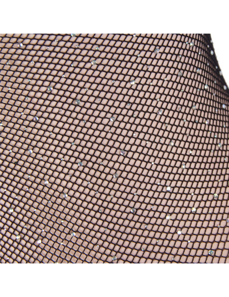 SUBBLIME - 952297 GLOSSY FISHNET BODY WITH OFF SHOULDERS LONG SLEEVE BLACK ONE SIZE