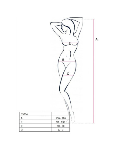 PASSION - WOMAN BS034 BODYSTOCKING BLACK ONE SIZE
