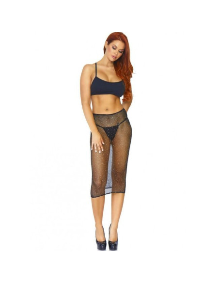LEG AVENUE - CRYSTALIZED FISHNET MULTIDRESS BLACK O.S