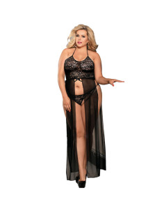 SUBBLIME - QUEEN PLUS DRESS-TOP AND THONG SET BLACK 2