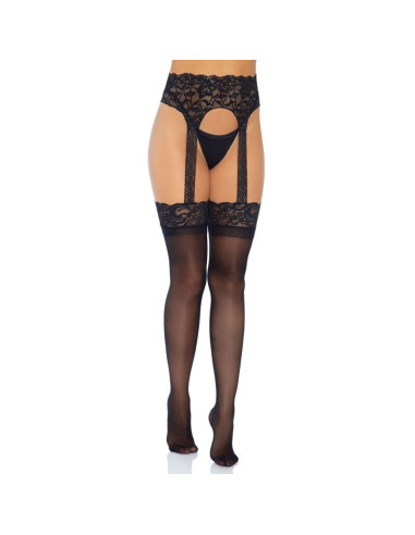 LEG AVENUE - OPAQUE GARTERBELT STOCKING ONE SIZE