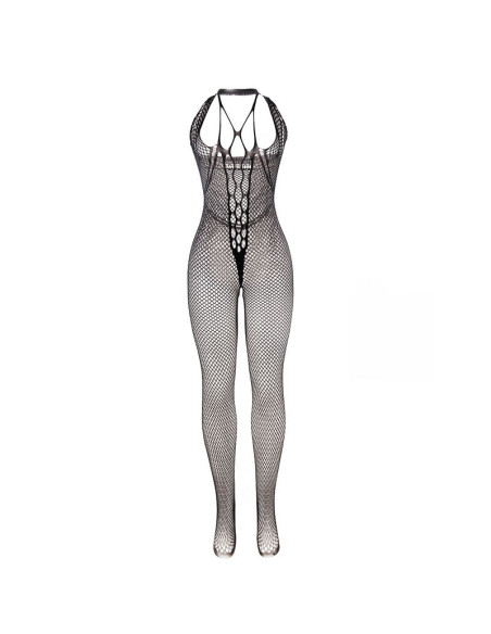SUBBLIME - 951788 LONG FISHNET BODYSTOCKING WITH STRAPS ON CHEST AND BACK BLACK ONE SIZE