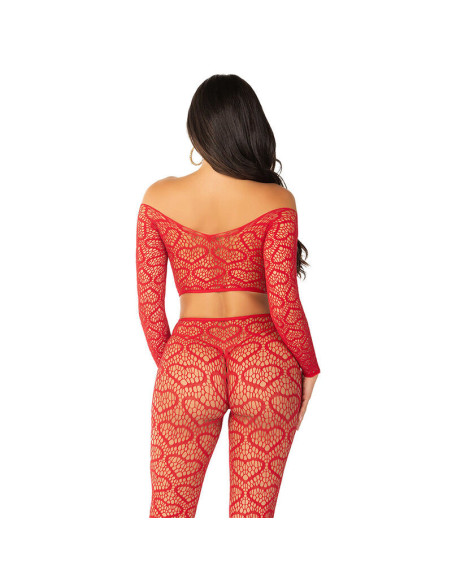 LEG AVENUE - CROP TOP STOCKINGS RED ONE SIZE