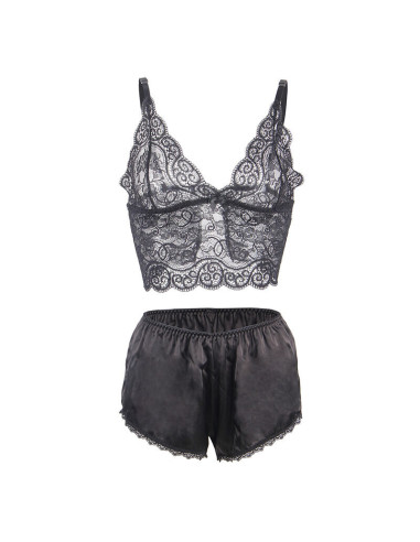 SUBBLIME - 953928 SILK AND LACE NIGHTGOWN PANTIES BLACK L-XL