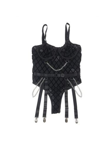 SUBBLIME - 9542277 BODY WITH CHAINS GARTER BELT BLACK L-XL