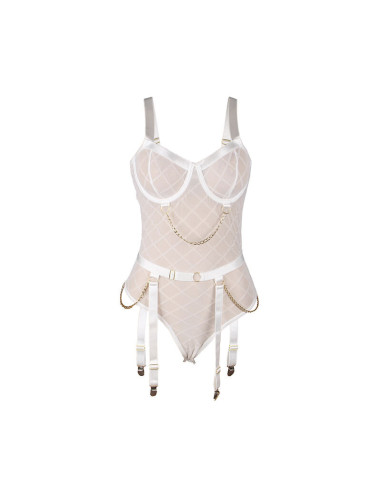 SUBBLIME - 954284 BODY WITH CHAINS GARTER BELT WHITE S-M