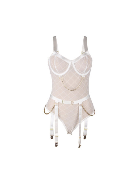 SUBBLIME - 954284 BODY WITH CHAINS GARTER BELT WHITE S-M