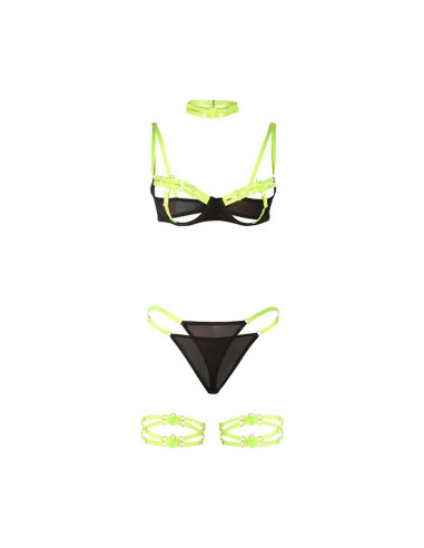 SUBBLIME - 955274 LIEMENĖLĖS KOMPLEKTAS SU KAKLO APYVOKOS IR KOJŲ DETALOMIS, FLUORESCENTUOJANČIA ŽALIA S-M