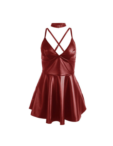 SUBBLIME - 955397 SUKNELĖ SU BURGUNDY SPALVOS ODINĖMIS PĖDINĖLĖMIS S-M