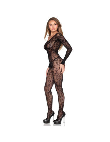 LEG AVENUE - 89366 LACE LINGERIE BODYSTOCKING BLACK - ONE SIZE